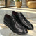 A black Men's bugatti Derby featuring a round toe plain toe, stacked heel. Made from premium genuine leather with a durable leather outsole, this laces design offers both style and comfort.