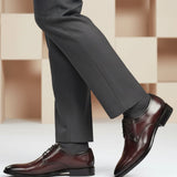 bugatti Rico Flex bordo  Premium Leather Comfort Derby Formal shoes