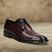 Men's Bugatti derby red leather shoes with a pointed toe and plain toe featuring a stacked heel , a leather outsole , and laces fastening.