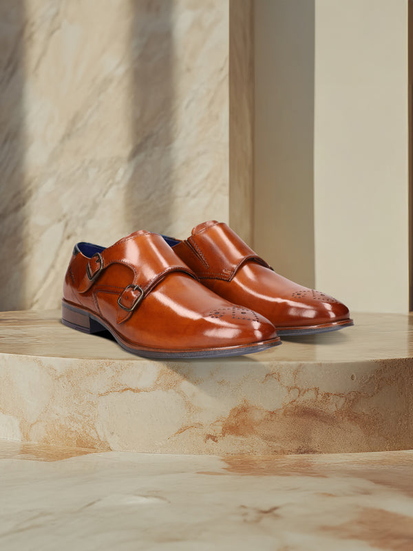 bugatti Zavinio Cognac Premium Leather Slip-Ons Formal