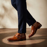 bugatti Zavinio Cognac  Premium Leather Comfort Monk Shoes