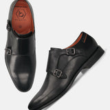 Bugatti Gapo Black Premium Leather Comfort Monk Strap Slip-On Formal