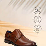 Bugatti Gapo Cognac Premium Leather Comfort Monk Strap Slip-On Formal