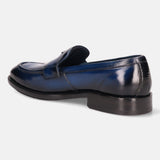 Liverta Blue Leather Formal Slip-Ons