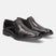 A black Men's bugatti Venetian Loafers featuring a round cap toe, moulded  heel, and a wide fit. Made from premium genuine leather with a durable tr outsole, this zipper design offers both style and comfort.