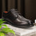 Men's Bugatti derby grey leather shoes with a round toe and plain toe featuring a stacked heel , a tpr outsole , and laces fastening.