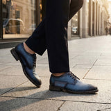 bugatti Ben Comfort Blue  Premium Leather Comfort Derby Formal shoes