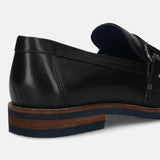 Bugatti Kadmos Black Premium Leather Comfort Slip-On Formal