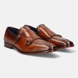 Rico Cognac Leather Monk Shoes