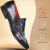 bugatti Rico Dark Blue  Premium Leather Comfort Slip-Ons Formal