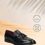 bugatti Rico Black  Premium Leather Comfort Slip-Ons Formal