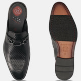 Bugatti Rico Black Premium Leather Comfort Mules Slip-On Formal