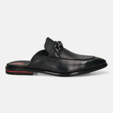 Bugatti Rico Black Premium Leather Comfort Mules Slip-On Formal
