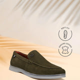 Bugatti Sandiago Dark Green Premium Leather Comfort Slip-On Casual