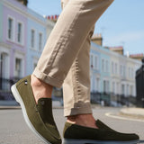Bugatti Sandiago Dark Green Premium Leather Comfort Slip-On Casual