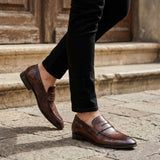 bugatti Matina Dark Brown  Premium Leather Comfort Penny Loafers