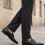 bugatti Matina Black  Premium Leather Comfort Slip-Ons Formal