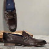 bugatti Dark Brown Premium Leather Slip-ons Formal