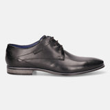 bugatti Black Premium Leather Formal Derby Shoes