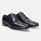 bugatti Blue Premium Leather Derby Shoes