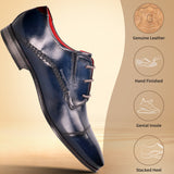 bugatti Margo Blue  Premium Leather Comfort Derby Formal shoes