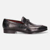 Margo Black Leather Formal Slip-Ons