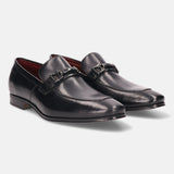 Margo Black Leather Formal Slip-Ons