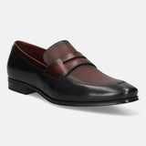 bugatti Black & Dark Red Premium Leather Slip-ons Formal