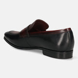 bugatti Black & Dark Red Premium Leather Slip-ons Formal