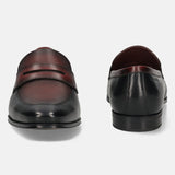 bugatti Black & Dark Red Premium Leather Slip-ons Formal