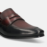 bugatti Black & Dark Red Premium Leather Slip-ons Formal