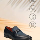 Bugatti Margo Dark Blue Premium Leather Comfort Slip-On Formal
