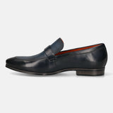 Bugatti Margo Dark Blue Premium Leather Comfort Slip-On Formal