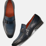 Bugatti Margo Dark Blue Premium Leather Comfort Slip-On Formal