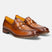 A yellow Men's bugatti Penny Loafer featuring a round apron toe, moulded  heel. Made from premium genuine leather with a durable tr outsole, this slip-on design offers both style and comfort.