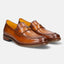 A yellow Men's bugatti Penny Loafer featuring a round apron toe, moulded  heel. Made from premium genuine leather with a durable tr outsole, this slip-on design offers both style and comfort.