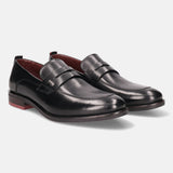 bugatti Black Premium Leather Loafers