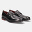 A black Men's bugatti Penny Loafer featuring a round apron toe, moulded  heel. Made from premium genuine leather with a durable tr outsole, this slip-on design offers both style and comfort.