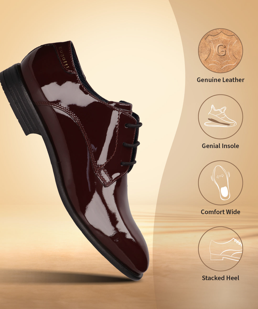 A grey Men's bugatti Derby featuring a round plain toe, moulded  heel, and a wide fit. Made from premium genuine leather with a durable high quality synthetic outsole, this laces design offers both style and comfort.