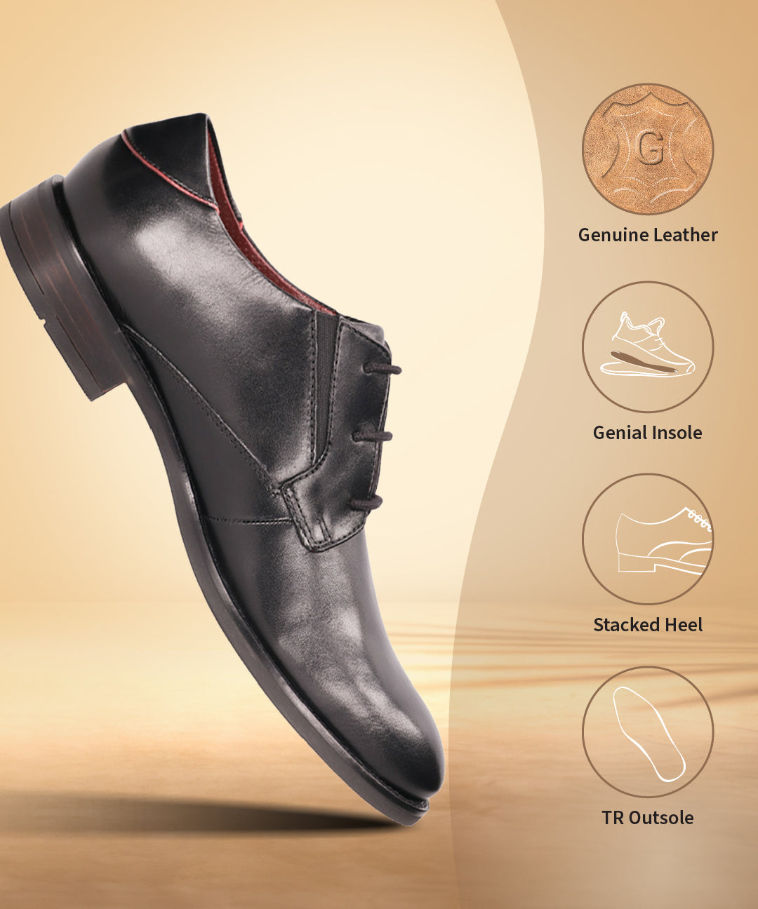 A black Men's bugatti Derby featuring a round plain toe, moulded  heel. Made from premium genuine leather with a durable tr outsole, this laces design offers both style and comfort.