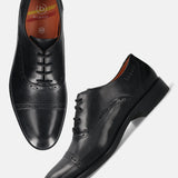 Bugatti Sula Black Premium Leather Comfort Oxford Formal Shoes