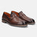 A brown Men's bugatti Penny Loafer featuring a round plain toe, moulded  heel, and a wide fit. Made from premium genuine leather with a durable tr outsole, this slip-on design offers both style and comfort.
