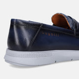 Bugatti Domin Blue Premium Leather Comfort Slip-On Casual