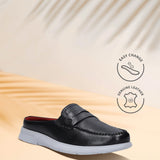 Bugatti Domin Black Premium Leather Mules Slip-On Casual