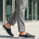 Bugatti Domin Black Premium Leather Mules Slip-On Casual