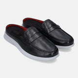 Bugatti Domin Black Premium Leather Mules Slip-On Casual