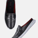 Bugatti Domin Black Premium Leather Mules Slip-On Casual