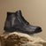 A grey Men's bugatti Ankle Boots featuring a round toe plain toe, moulded  heel, and a wide fit. Made from premium genuine leather with a durable tr outsole, this zipper design offers both style and comfort.