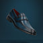 A blue Men's bugatti Penny Loafer featuring a round toe apron toe, stacked heel. Made from premium genuine leather with a durable leather outsole, this slip-on design offers both style and comfort.