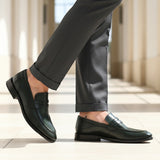 bugatti Mansueto Flex Revo Dark Green  Premium Leather Comfort Penny Loafers